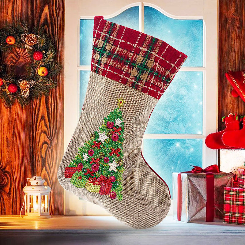 Skorter | 5D Diamond Painting Xmas Rhinestone Socks Embroidery Mosaic Gift Bag