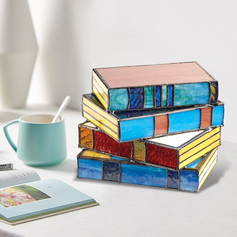 skorter | Colorful Glass Stack Books Lamp
