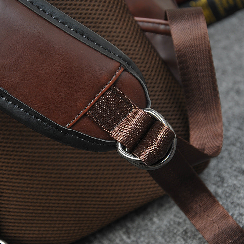 Skorter | Brown Business Leather Backpack, with Easy-to-carry Top Handle for Travel, Work and Outdoors