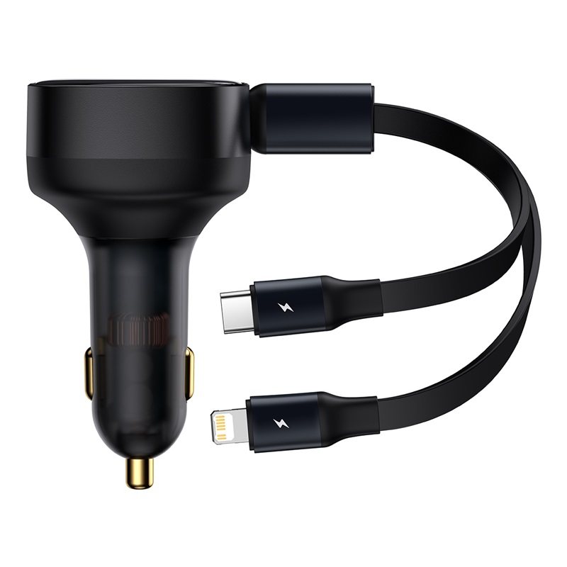 Skorter | 2-in-1 Retractable USB-C & Lightning Car Phone Charger for all Phones & Tablets