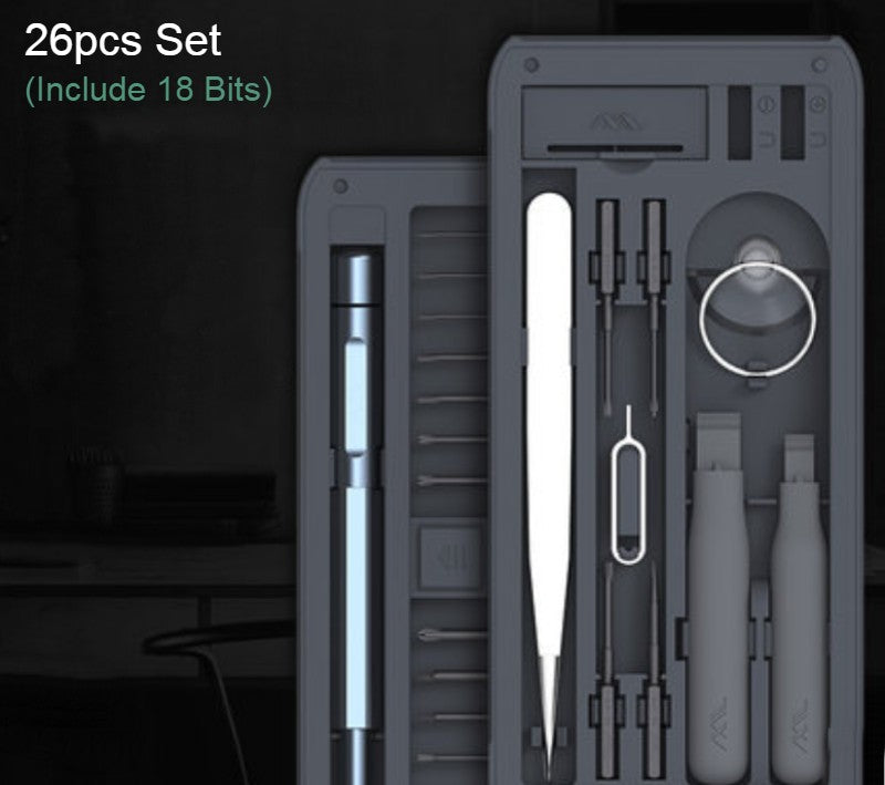 Skorter | 30-in-1 Precision Screwdriver Kit with 45mm Length Screwdriver Bits, 28 Different Bits, for Watches, Camera, Computer, Phone, Toys & More