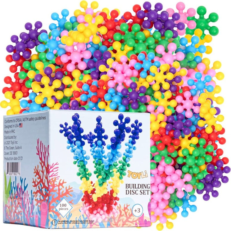 Skorter | 100 Pieces Building Discs Set - Multi-colored Connectable Block Bricks