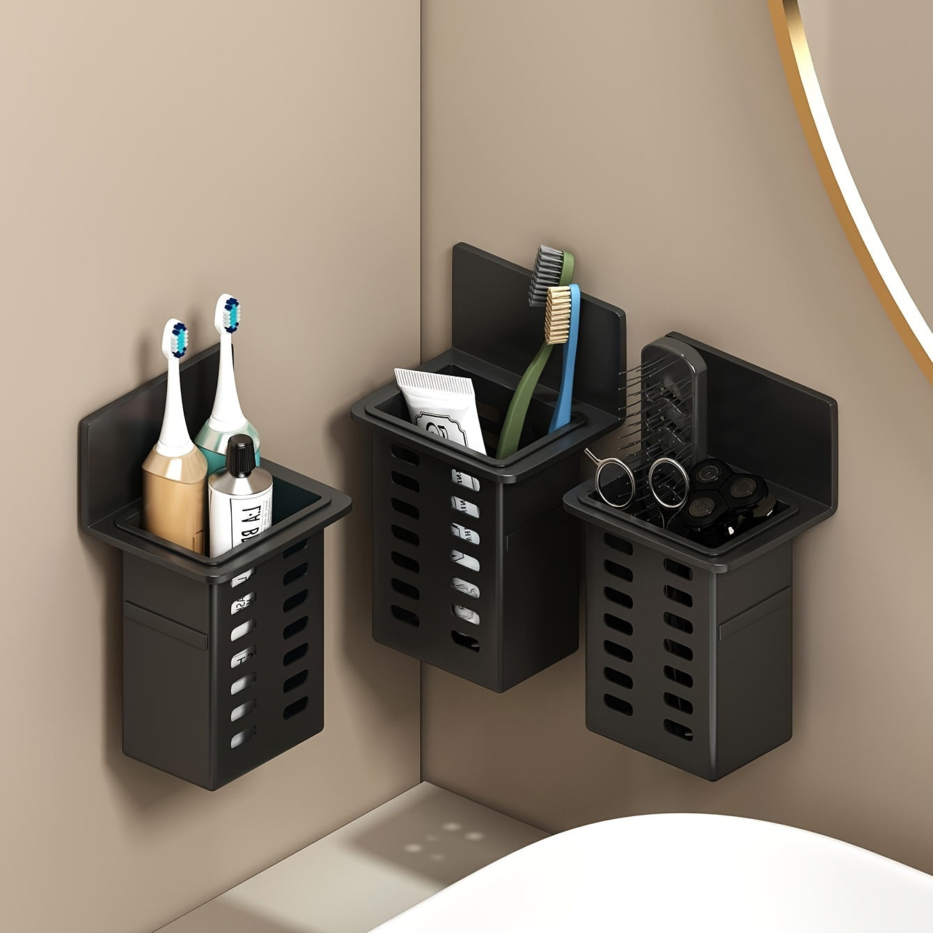 Skorter | Black Cosmetic Rack – Drill-Free Wall-Mounted Storage Shelf