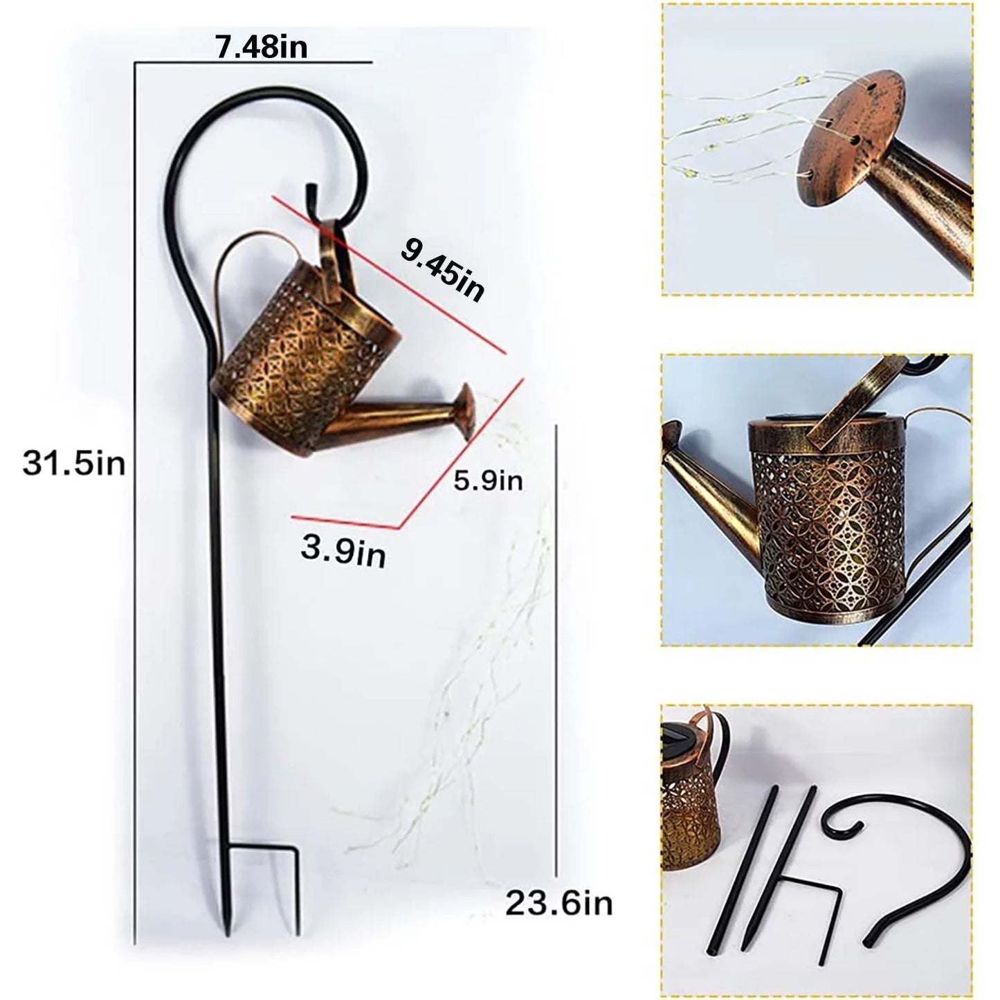 Skørter | Solvannfall Watering Can with Garden Lighting & Shepherd's Pole