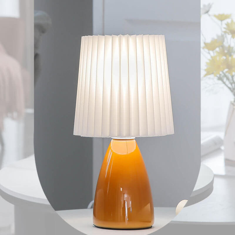 Skorter | Scandinavian Retro Folding Shade Glass Base Table Lamp