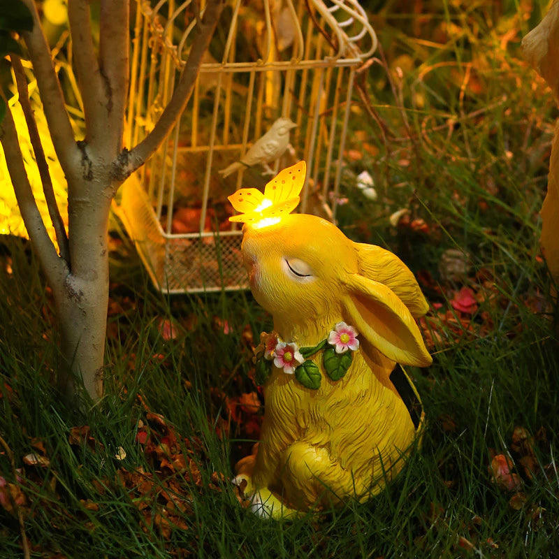 skorter | Easter Solar Powered LED Rabbit Toy with Butterfly Outdoor Decor Garden Light