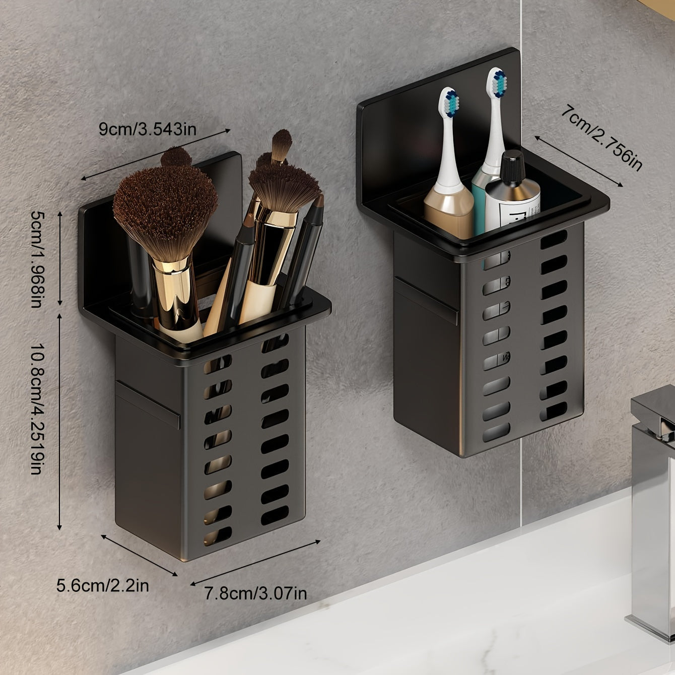 Skorter | Black Cosmetic Rack – Drill-Free Wall-Mounted Storage Shelf