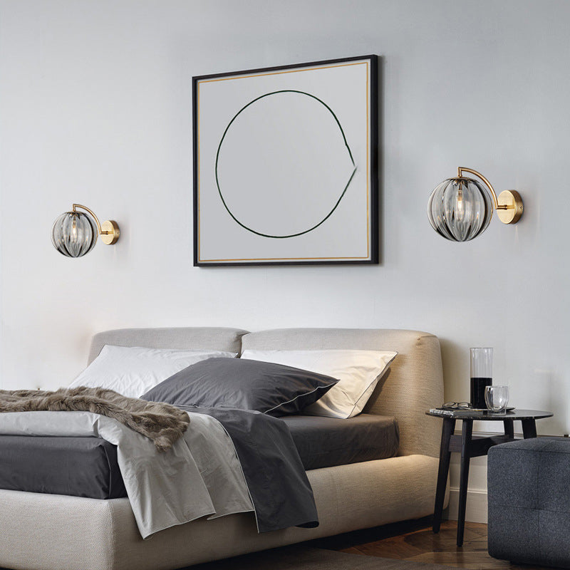 Skorter | Contemporary Scandinavian Round Ball Iron Glass 1-Light Wall Lamp for Living Room