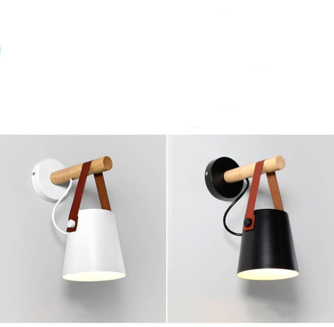 Skorter | Three-arm - Wall lamp with iron lamp cone and wooden arm