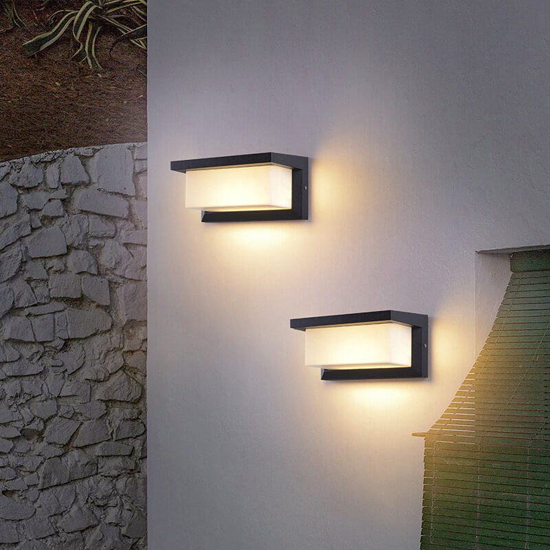 Skorter | Modern Minimalist Solar Rectangle PC LED Outdoor Wall Light Lamp For Outdoor Patio