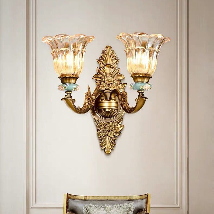 Skorter | FlorisLuxe European Wall Lamp | Blossom Design | 1-2 Flames | High-Quality Resin & Glass | Elegance for Living Room & Hallway