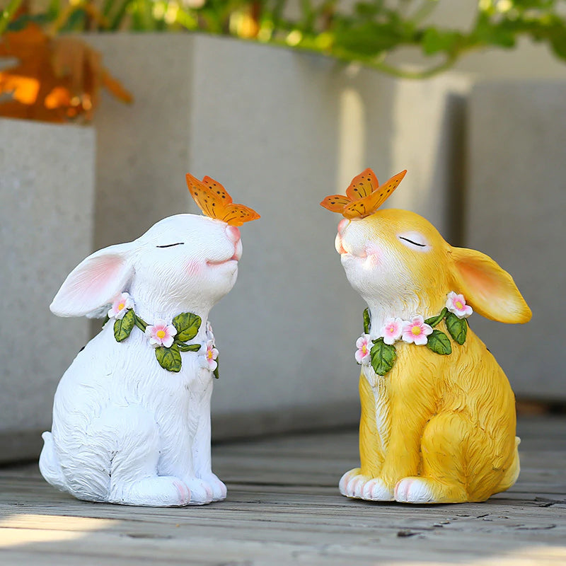 skorter | Easter Solar Powered LED Rabbit Toy with Butterfly Outdoor Decor Garden Light