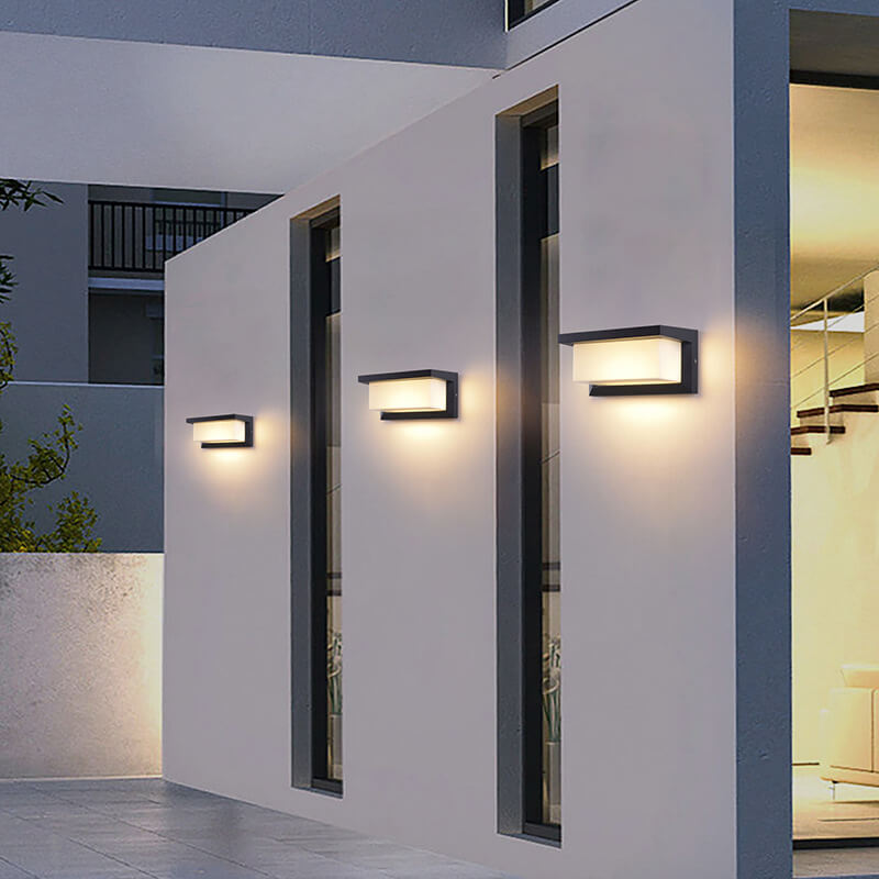 Skorter | Modern Minimalist Solar Rectangle PC LED Outdoor Wall Light Lamp For Outdoor Patio