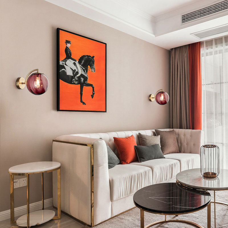 Skorter | Contemporary Scandinavian Round Ball Iron Glass 1-Light Wall Lamp for Living Room