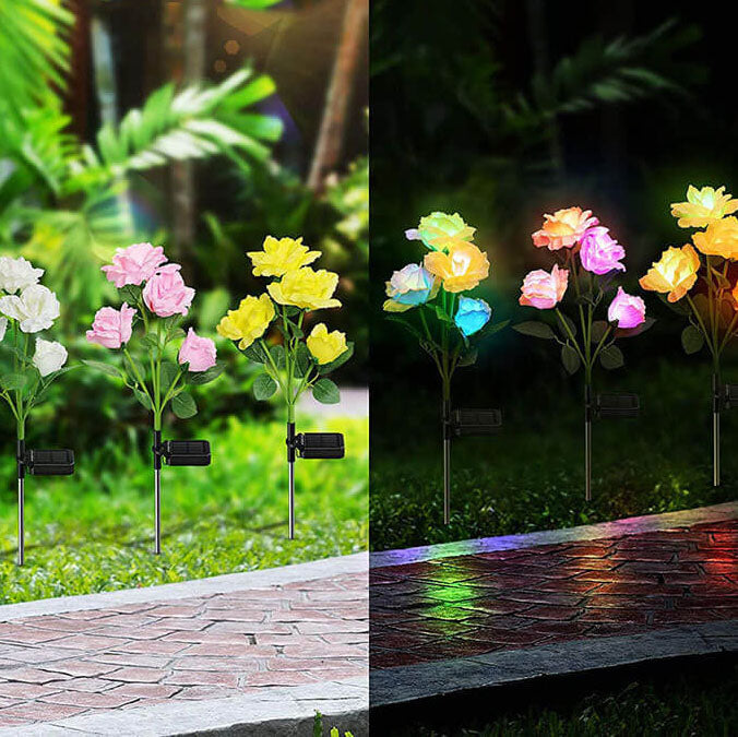 Skorter | Solar Rose LED Outdoor Lawn Decorative Ground Socket Light