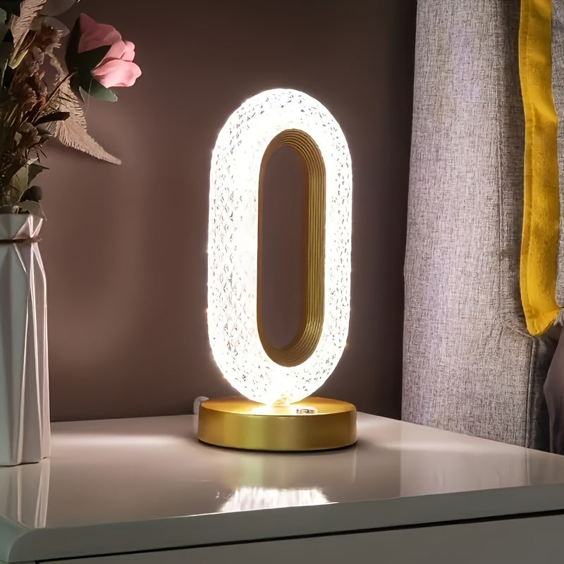 Skorter | LuxeGlow - Oval Crystal USB Table Lamp for Bedroom and Living Room