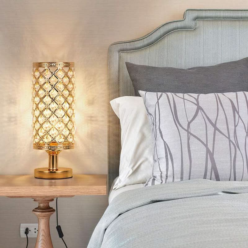 Skorter | Modern Crystal USB Table Lamp – Gold or Silver