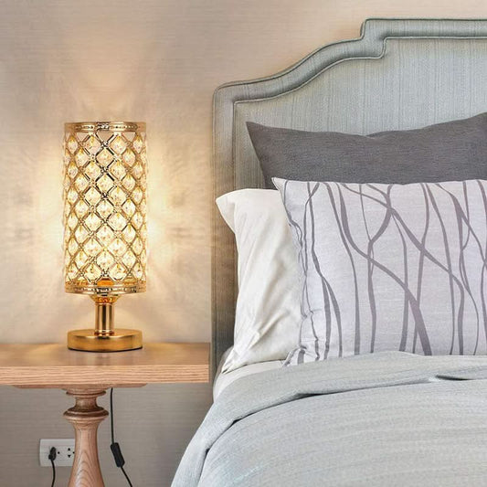 Skorter | Modern Crystal USB Table Lamp – Gold or Silver