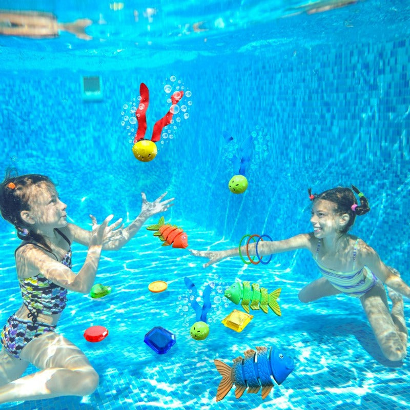 Skørter | 30 Pcs Swimming Toy Set with Storage Bag & Water Toys Swimming Learning & Diving Skills Development for Kids