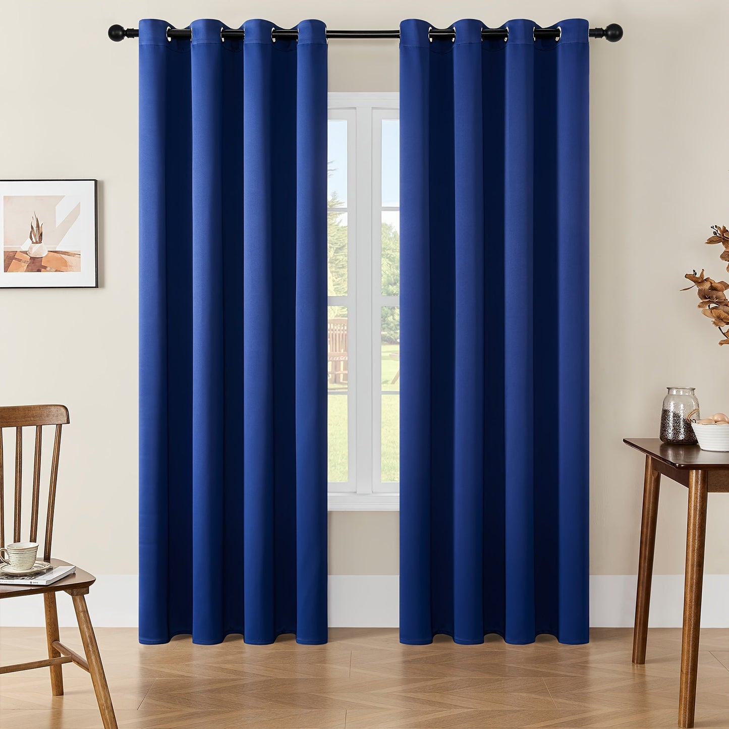 Skorter | Blackout Curtains - 2 Pieces Modern Polyester Curtains with Thermal Insulation and Rings