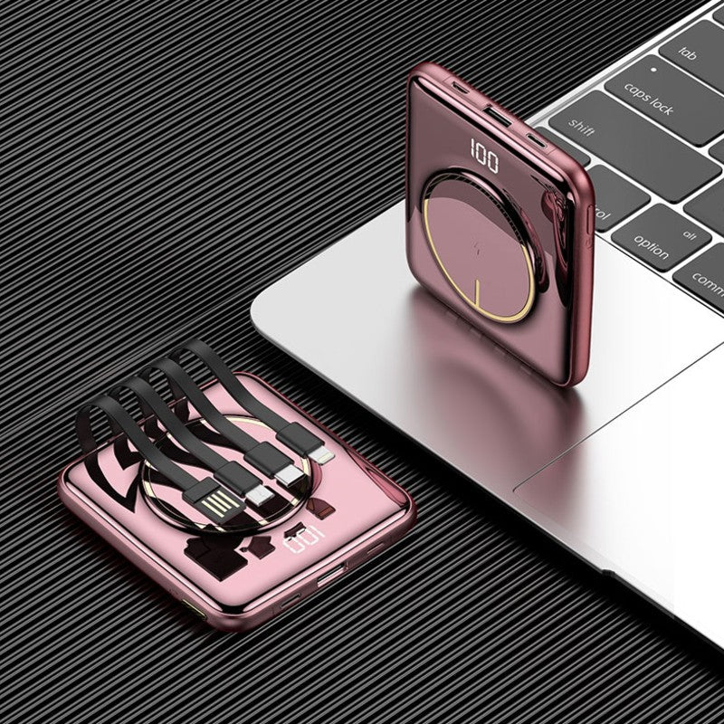 Skorter | 5-in-1 Portable Mini 20000mAh Power Bank, with Wired/Wireless Charging, 4 Built-in Cables & Super Sleek Design, for Phone, Tablet & More