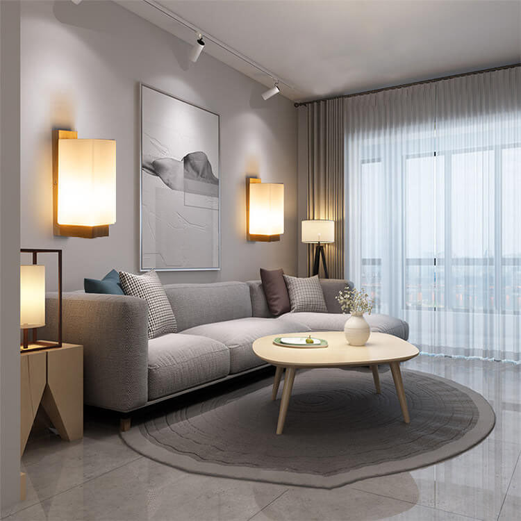 Skorter | Modern minimalist solid wood square glass column 1-light wall sconces lamp