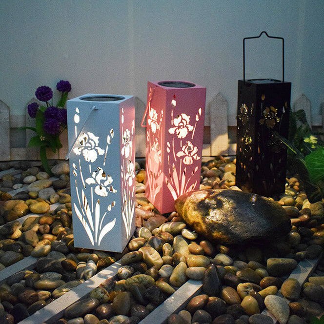 Skorter | Solar Butterfly Rose Pattern Hollow Column LED Outdoor Waterproof Decorative Lamp