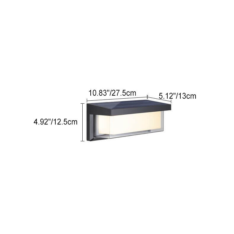 Skorter | Modern Minimalist Solar Rectangle PC LED Outdoor Wall Light Lamp For Outdoor Patio