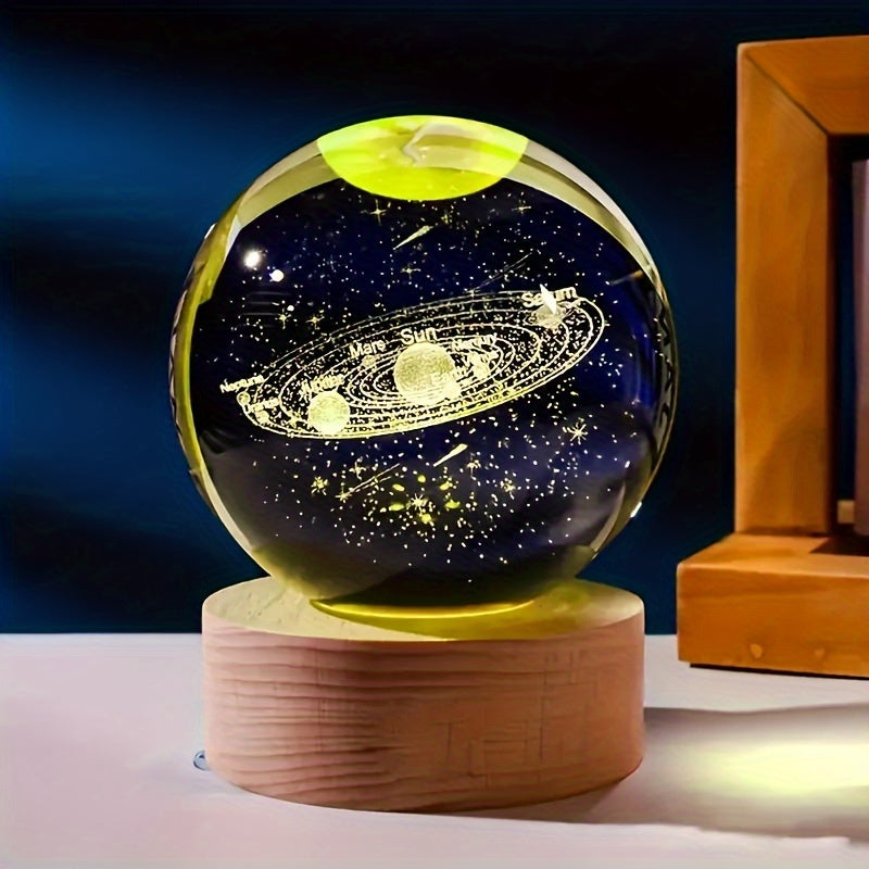 Skorter | LumiSphere - 3D Crystals Ball LED Night Lamp with Wooden Base