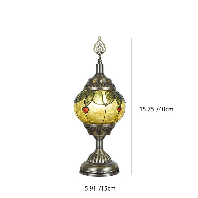 Skorter | Traditional Tiffany romantic oval iron enameled 1-light table lamp for the bedroom