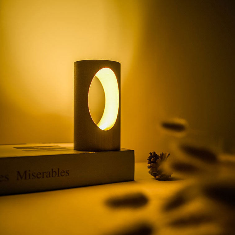 Skorter | Japanese solid wood rectangular column LED night lamp USB table lamp