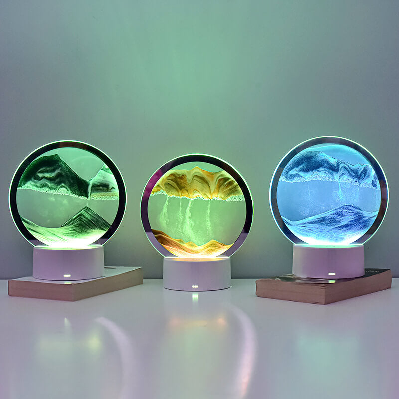 Skorter | Creative Round Hourglass Quicksand 3D LED Night Light Table Lamp