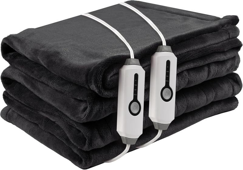Skørter | Heated electric throw blanket, cozy flannel warming blanket with 4 heat levels