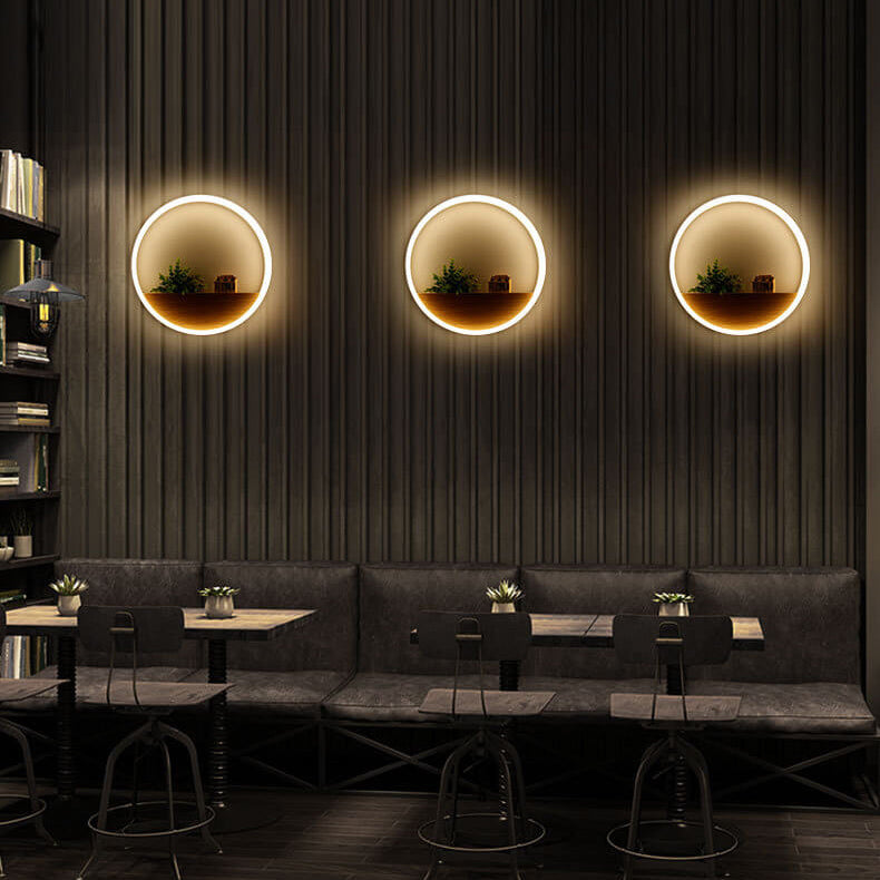 Skorter | Lumoshelf LED Wall Light | Solid Wood with Shelf | Round Wall Lamp | Warm & White Light