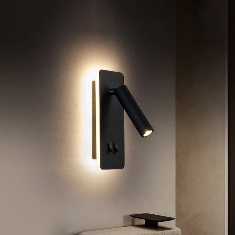 Skorter | Minimalistic rectangular spotlight swivel LED reading wall lamp