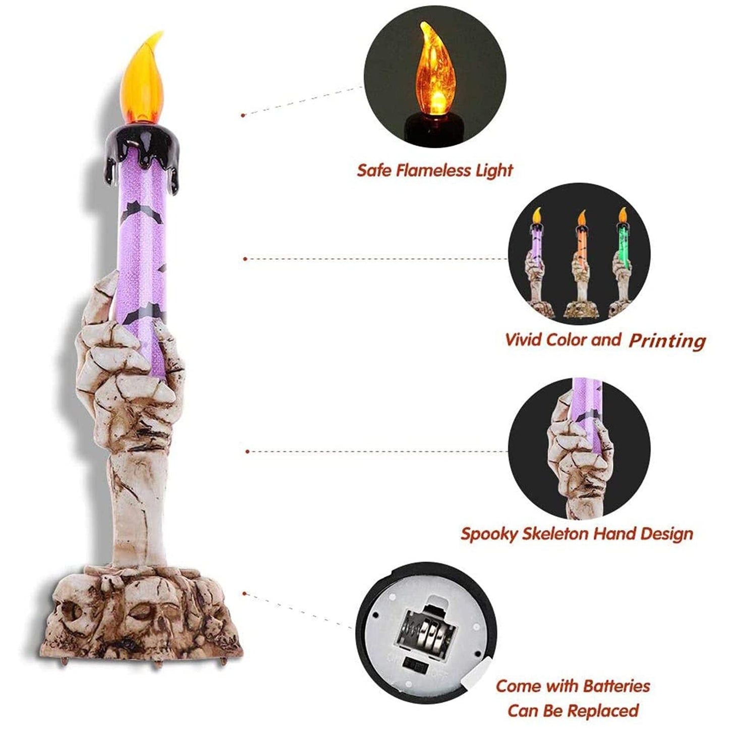 Skorter | Halloween Ghost Hand Electronic Skeleton Candle Halloween Party Bar Props Decoration Glitter Lamp