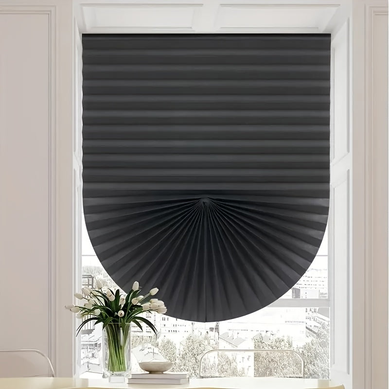 Skorter | 1 Piece Cordless Room Darkening Curtain - Light Filtering, Curved Window Cover for Living Room and Bedroom