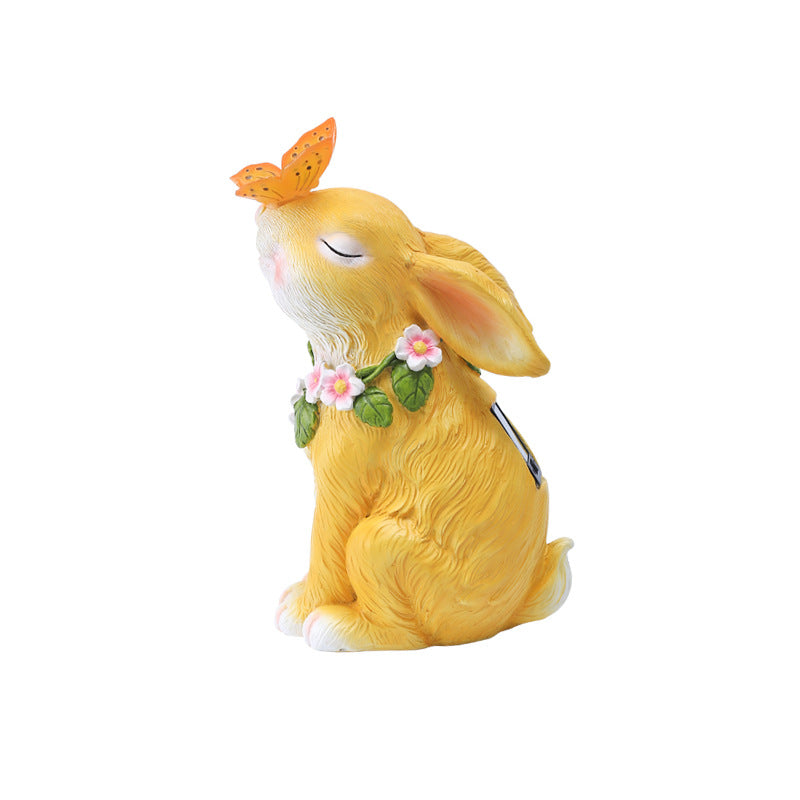 skorter | Easter Solar Powered LED Rabbit Toy with Butterfly Outdoor Decor Garden Light