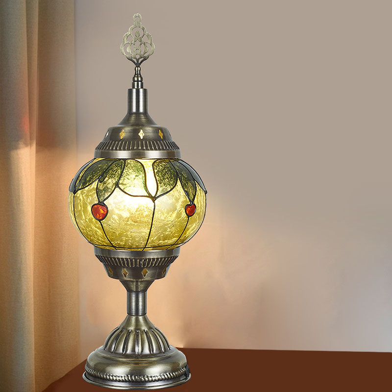 Skorter | Traditional Tiffany romantic oval iron enameled 1-light table lamp for the bedroom