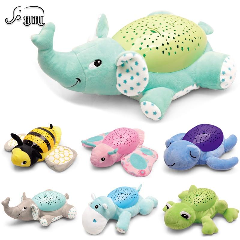 Skorter | Sleep LED Lighting Stuffed Animal Led Night Lamp Plush Toys With Music & Stars Projector Light