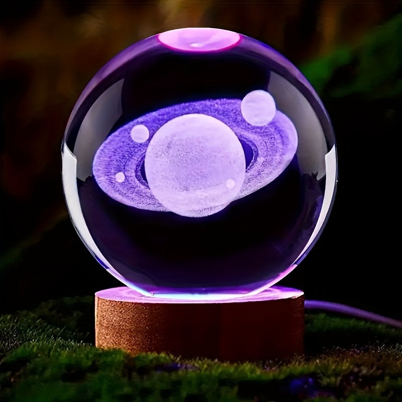 Skorter | LumiSphere - 3D Crystals Ball LED Night Lamp with Wooden Base