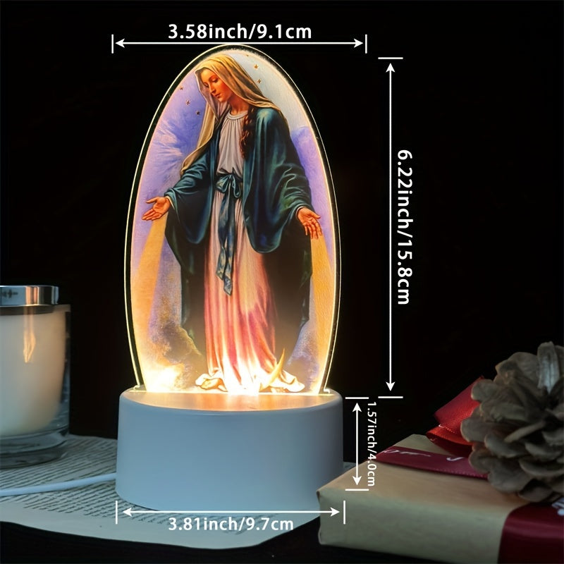 Skorter | SacredGlow - Virgin Mary Night Lamp with LED Acrylic Frame, USB Power