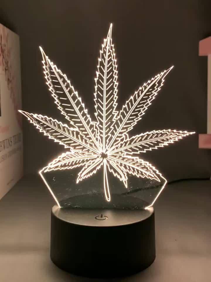 Skorter | Hemp Leaf - 3D Night Lamp Acrylic Table Lamp