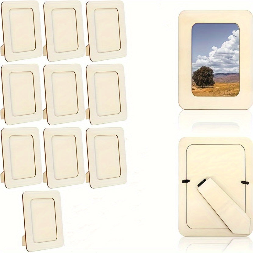 Skorter | 10 pcs Picture Frame - Wood DIY Handmade Picture Frames 15.24 cm - For Living Room, Office, Valentine's Day, New Year and Easter Gift