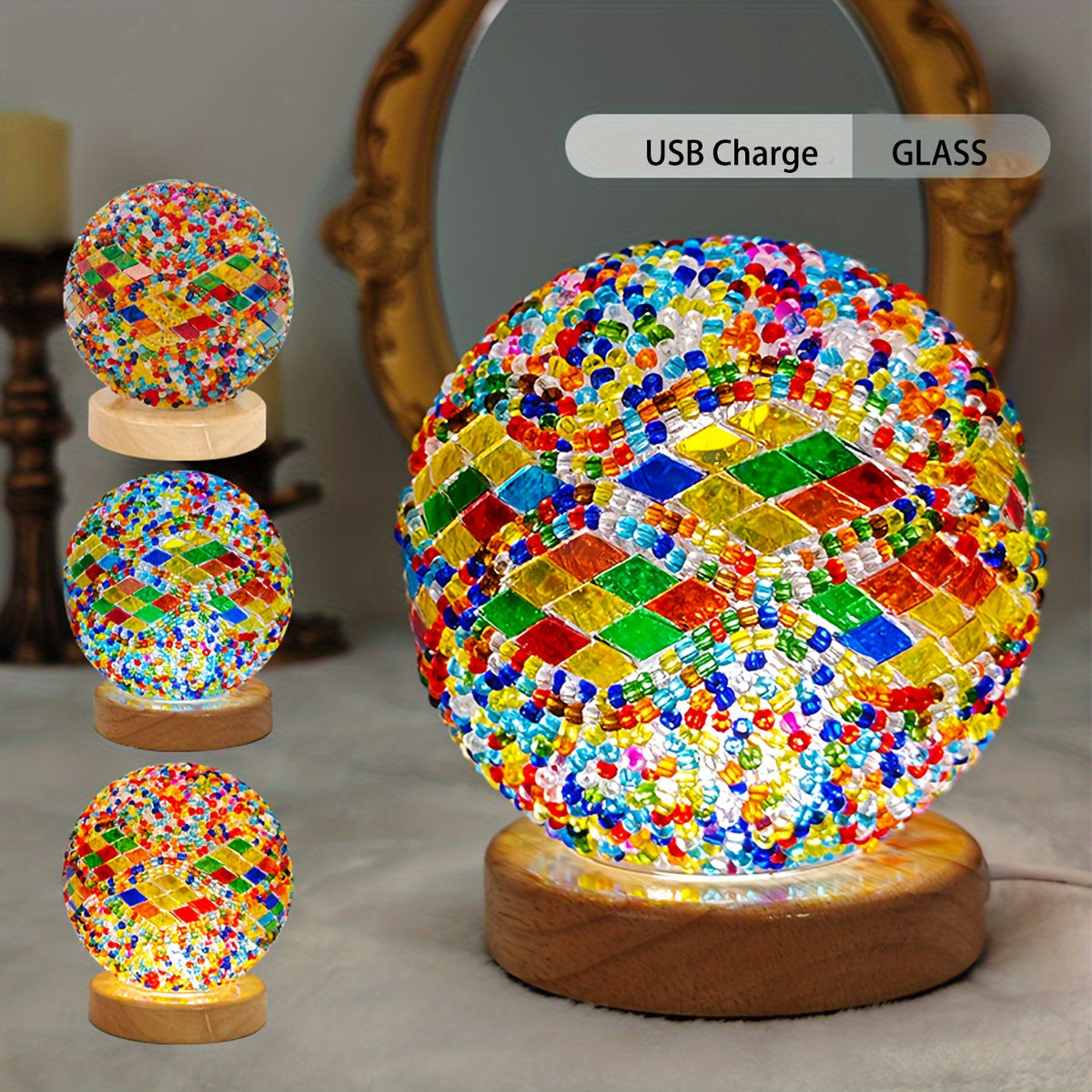 Skorter | GlassArt - Modern LED Table Lamp with Adjustable Light and Colorful Glass Shade
