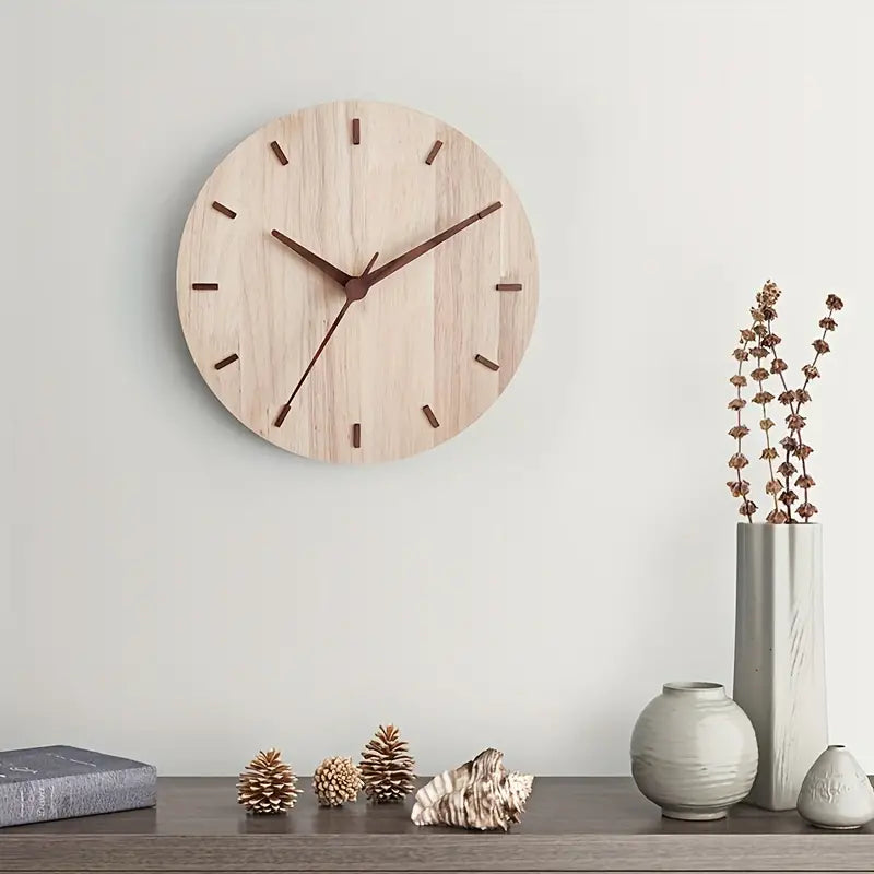 Skorter | Stylish Walnut Wood Wall Clock – Minimalist Modern Design