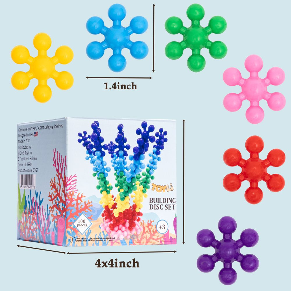 Skorter | 100 Pieces Building Discs Set - Multi-colored Connectable Block Bricks