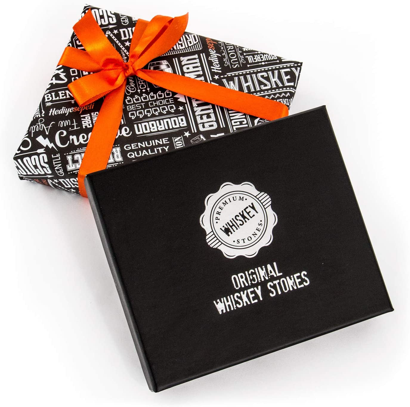 Skørter | Premium Whiskey Stones Gift Set with 12 Pcs Stones and Bag. Whiskey, Bourbon, Cognac, Scotch, Gin, Wine Drink. Marble Reusable Ice Cubes. Birthday Gift for Whiskey Lovers.… (Dark Grey)