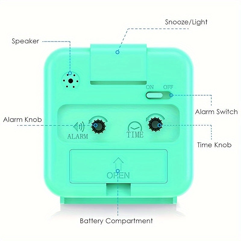 Skorter | TimeEase - Silent Rectangular Alarm Clock with Luminous Hands