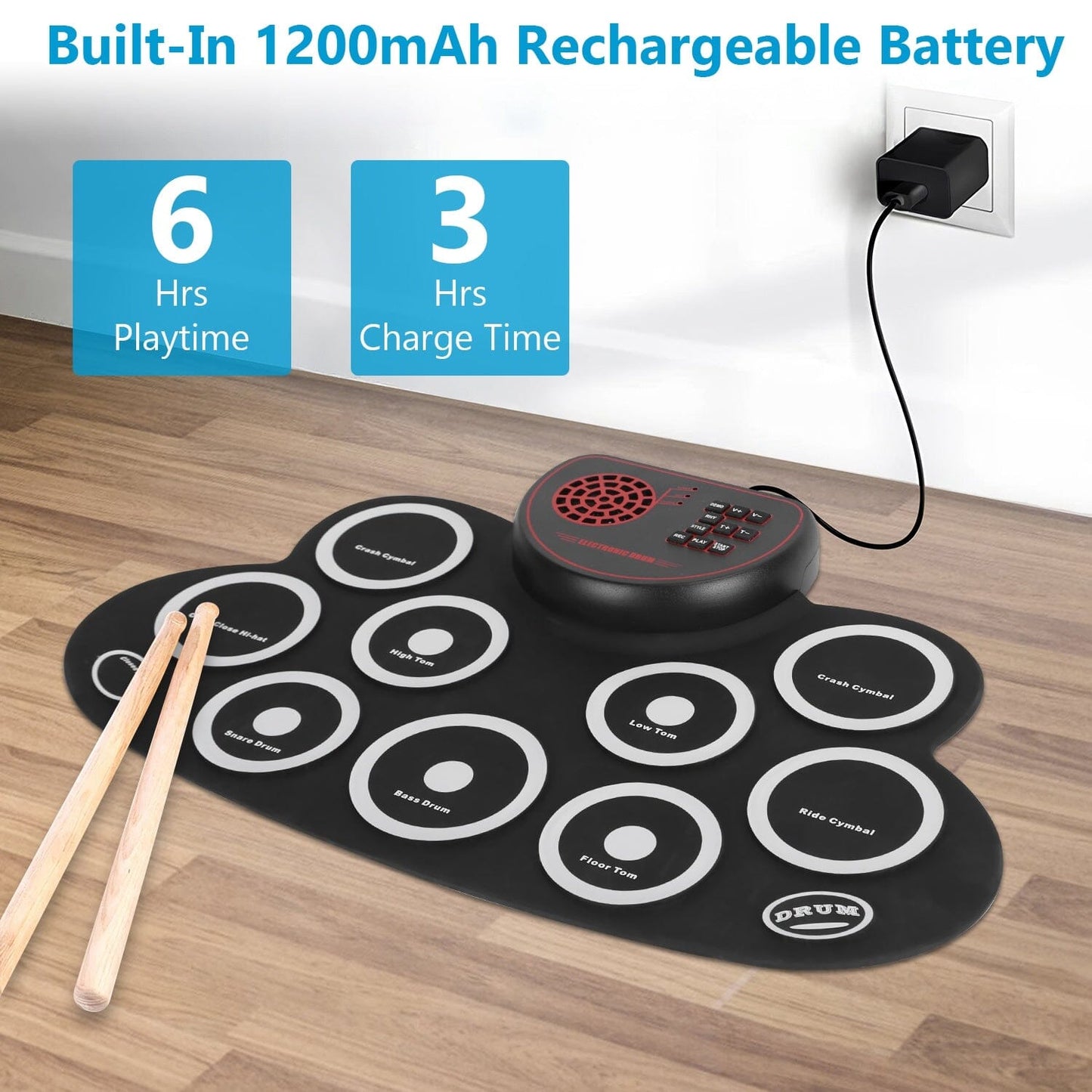 Skorter | 10 Pads Electric Drum Set Foldable